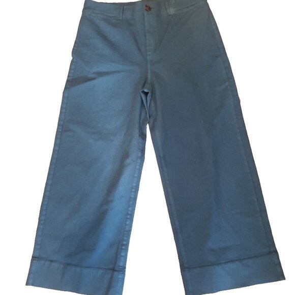 Ann Taylor Pants Twill The Wide Leg Green High Rise Flat Front 14 Stretch NWT - Picture 1 of 8